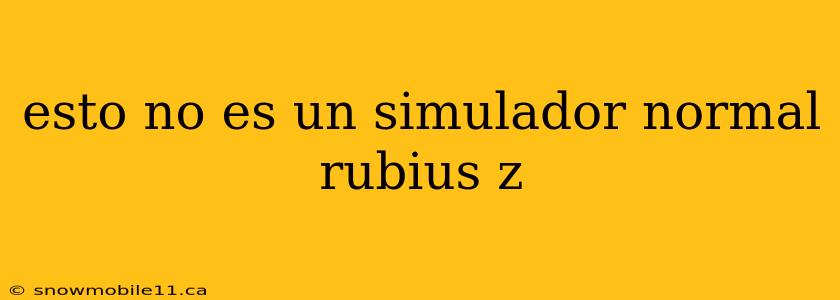 esto no es un simulador normal rubius z