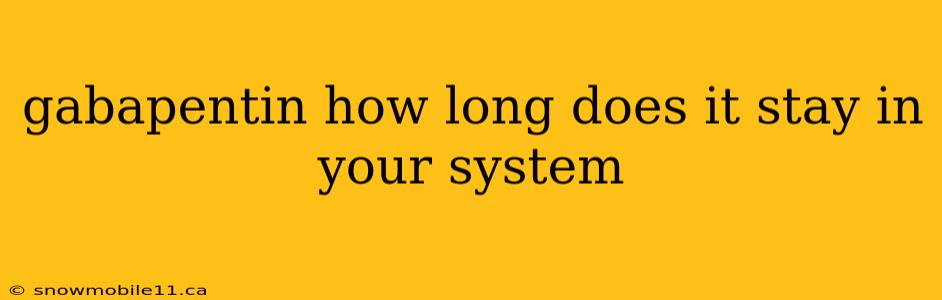 gabapentin how long does it stay in your system