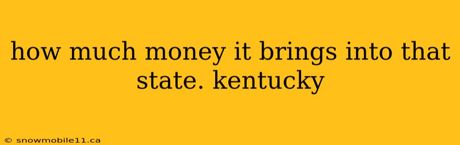 how much money it brings into that state. kentucky