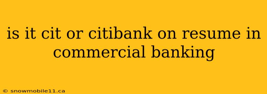 is it cit or citibank on resume in commercial banking