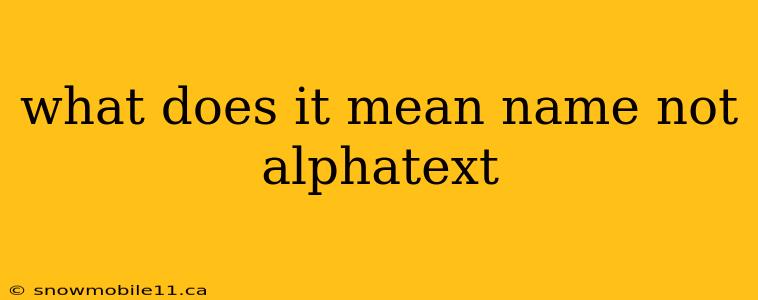 what does it mean name not alphatext