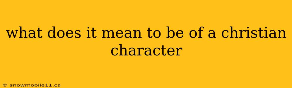 what does it mean to be of a christian character