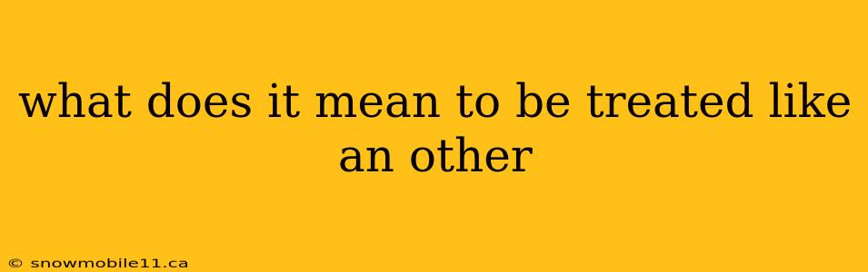 what does it mean to be treated like an other