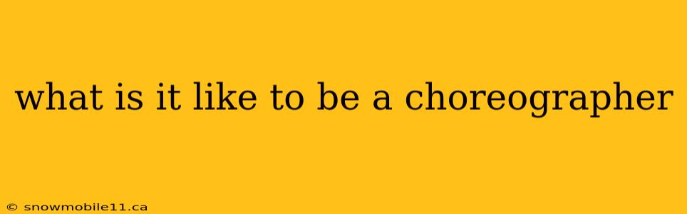 what is it like to be a choreographer